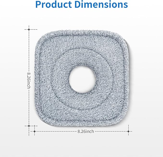 6Pcs Spin Mop Pads Compatible with Spin Mop and Bucket System True & Tidy True Clean Mop and Bucket System, 8.26X8.26 Size Spin Mop Replacement Pads