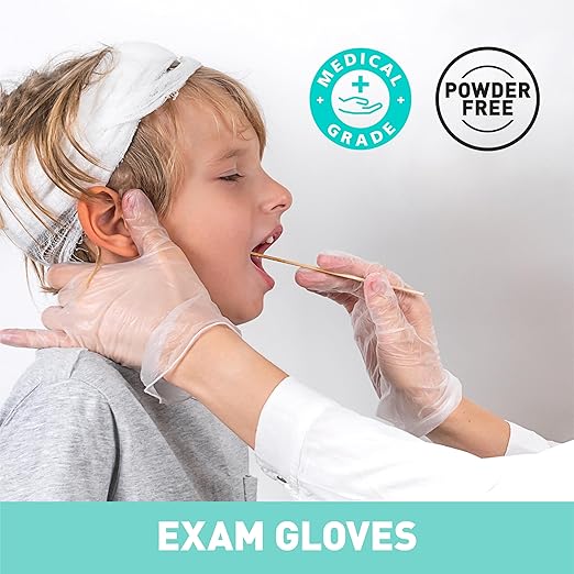 OKIAAS Disposable Gloves XL, Bulk of 1000 Pcs|Latex and Powder-Free Clear Vinyl Gloves for Household, Food Handling, Lab Work and more, 10 Dispenser Boxes