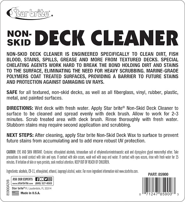 STAR BRITE Non-Skid Deck Cleaner & Protectant Ultimate Boat Deck Wash - Protects Against Future Stains & UV - Ideal for Fiberglass, Vinyl, Plastic, Painted & Metal Surfaces