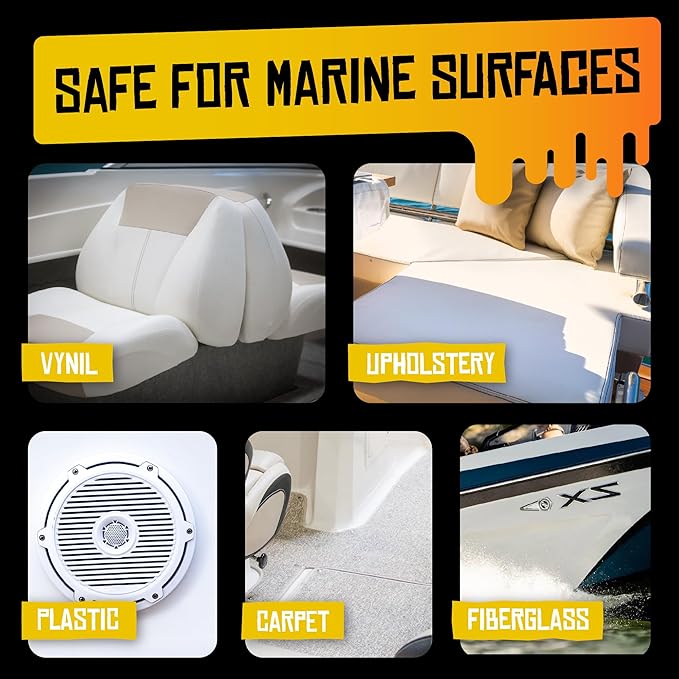 Boat Juice Mildew Stain Remover & Restorer Boat Cleaner | Marine-Grade Boat Mold & Mildew Remover for Vinyl Seats, Upholstery, Cushions & Interior | Fast-Acting, Mango Tango Scent | Made in USA (32oz)