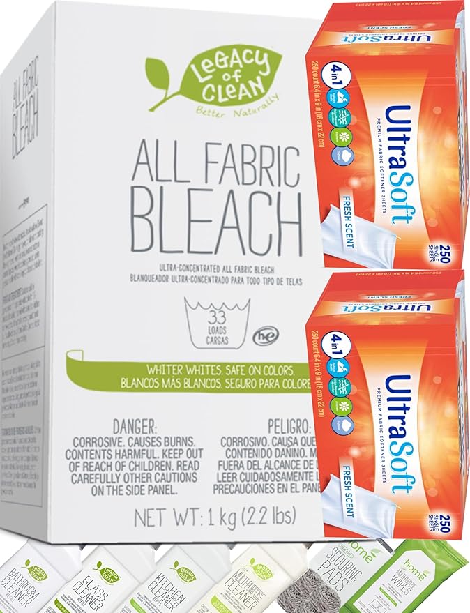 All Fabric Bleach Powder Chlorine-Free 35.2 Oz & 4-in-1 Laundry Dryer Sheets 6.4"x9" 500PCS,Merchant Provides Perfect Satisfaction for Product & Service
