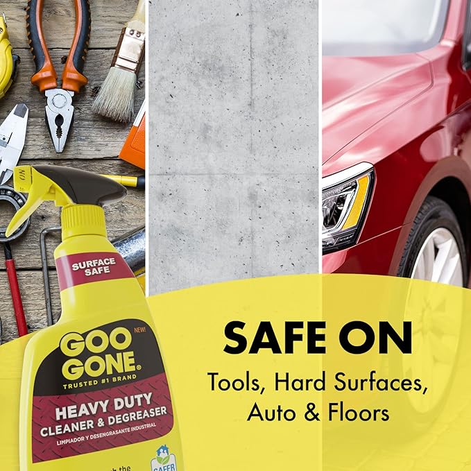 Goo Gone Heavy Duty Cleaner & Degreaser Spray With Microfiber Cleaning Towel – Cuts Through Tough Grease, Oil & Grime - 32 Oz (1 Pack + Towel)