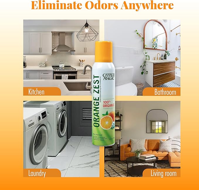 Citrus Magic Organic Natural Odor Eliminating Air Freshener Spray, Orange Zest, 3-Ounce, Pack of 3