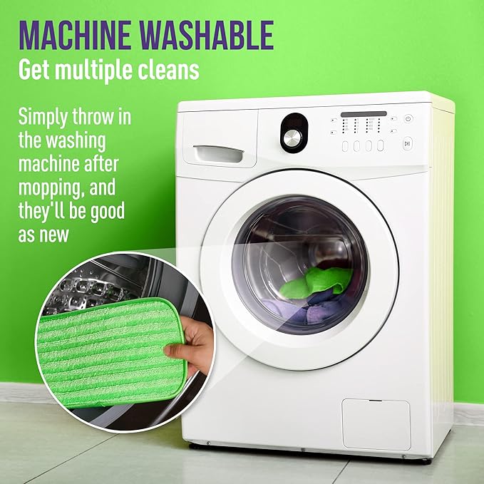 Reusable Mop Pads 6 Pack Compatible with Swiffer Wet Jet, 12-inch Refills for Microfiber Mop Refills Compatible Alternative for Swiffer Wet Pads for Household Cleaning Refills…