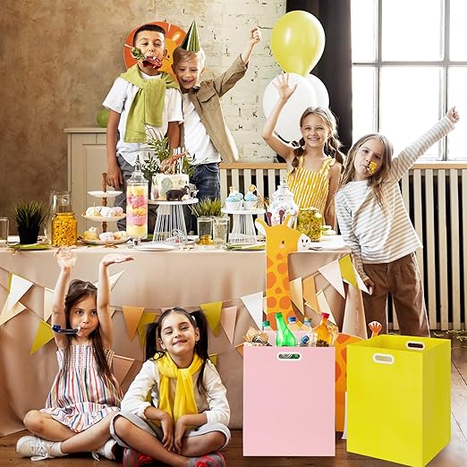 Whaline 12Pcs Pastel Disposable Trash Cans with Built-in Handles Purple Yellow Pink Blue Paper Garbage Can Waterproof Layer Recycling Bins for Home Kitchen Office