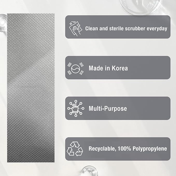 Daily Dish Scrubber Sheet Non-Scratch Household Disposable Cleaning Sponges | Recyclable, Eco-Friendly & Perfect for Kitchen, Home Cleaning and Outdoor Use (2, Grey)