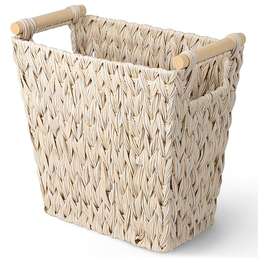 GRANNY SAYS Wicker Trash Can, Waste Basket for Bathroom, Waterproof Bathroom Garbage Can, 19 Liters/5 Gallons Wastebasket with Handle, Decorative Waste Basket for Bedroom, Office, Living Room, 1 Pack