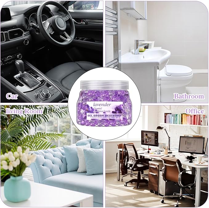 Timgle 12 Pack Odor Eliminator Gel Beads Bulk 10 Ounces Air Freshener Gel Beads Odor Eliminator for Home, Bathrooms, Cars, Boats and Pet Areas(Lavender Scent)