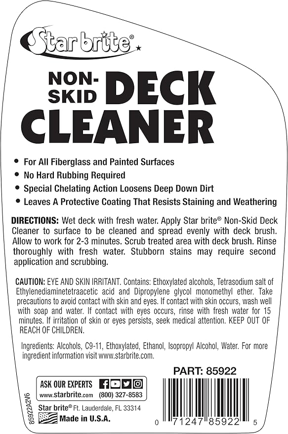 STAR BRITE Non-Skid Deck Cleaner & Protectant - Lift Dirt & Stains From Fiberglass, Painted Surfaces, More 22oz Spray (085922P)