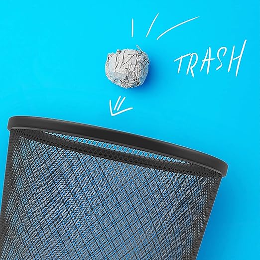 Zuvo Waste Basket | Metal Wire Mesh Bin | Pack of 2 | Lightweight & Stylish | Ideal Trash Can for Home & Office Waste | 4 Gallon (Black)