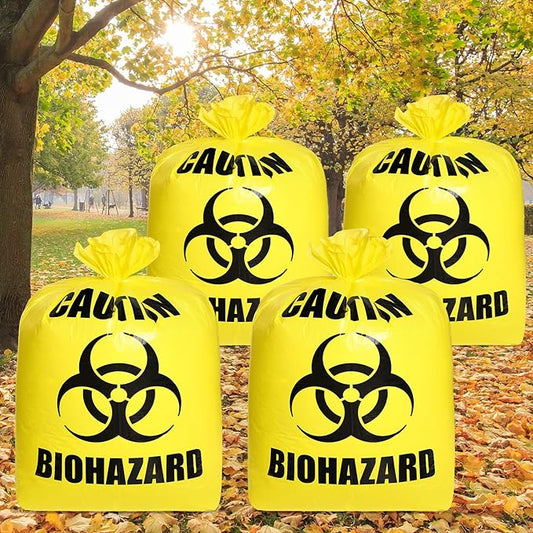 Qilery 4 Pcs Large Halloween Leaf Trash Bags Outdoor Plastic Lawn Waste Bags Biohazard Party Trash Bag Halloween Garden Outdoor Biohazard Zombie Party Decorations