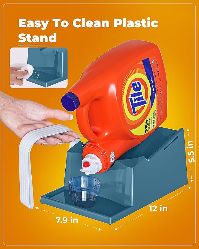 TidyFriend Laundry Detergent Holder Stand with Tray, Laundry Detergent Stand with Non-Slip Rubber Feet for Laundry Room Organization, Easy Pour, No Tilt Design (Slate Grey)