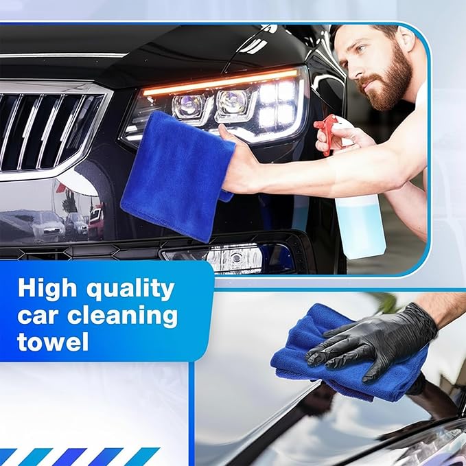 90 Pcs 15.75 Inch Microfiber Cleaning Cloths with 300 GSM Absorbent Fabric for Cars Windows Kitchen Household Surfaces and Drying Towels(Blue)