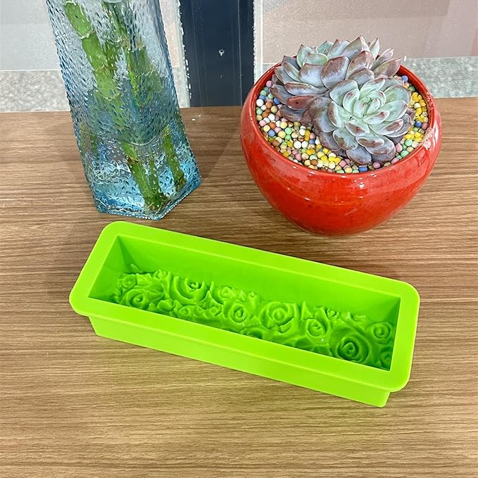 2 Pcs Flexible Rectangular Rose Soap Silicone Mold Flowers Craft Art Silicone Soap Mold Candle Making for Homemad Soap Crafts