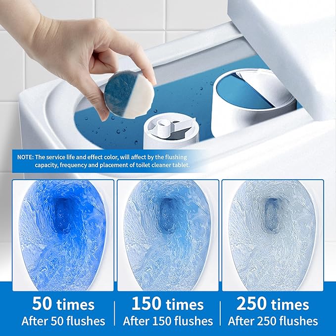 Toilet Bowl Cleaner Tablets, Automatic Toilet Tank Cleaner for Deodorizing & Descaling, Long-Lasting with Sustained Release Technology for Bathroom Cleaners, Blue & White, 20 Packs