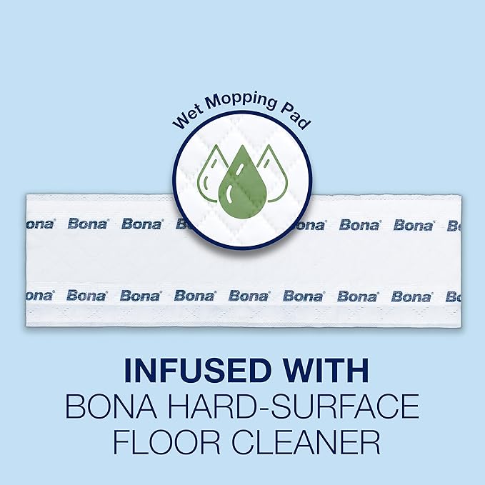 Bona Multi-Surface Floor Disposable Wet Cleaning Pads - 24-Pack - Residue-Free Floor Cleaning Solution for Stone, Tile, Laminate, and Vinyl Floors