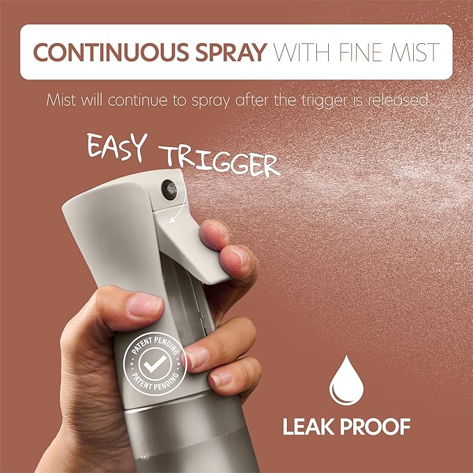 10 OZ Continuous Spray Bottles - Ultra Fine Mist Sprayer | Water Spray Bottle For Hair Stuff, Mister Spray Bottle For Plants Mister | Hair Spray Bottles For Hairstyling, Cleaning, Salons