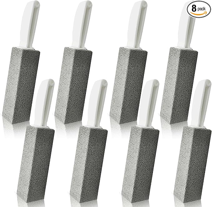 [8 Pack] Pumice Stone for Toilet Bowl Cleaning with Handle, Pumice Stone Toilet Cleaning Brush, Also Removes Limescale, Calcium Buildup and Hard Water Rings