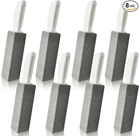 [8 Pack] Pumice Stone for Toilet Bowl Cleaning with Handle, Pumice Stone Toilet Cleaning Brush, Also Removes Limescale, Calcium Buildup and Hard Water Rings