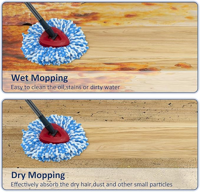 Spin Mop Head Replacements Compatible with Ocedar RinseClean 2 Tank System,Mop Head Refill Replacement for O-cedar 2 Tank System - Easy to Replace,100% Microfiber, All Hard-surfaced Floor Clean 3 Pack