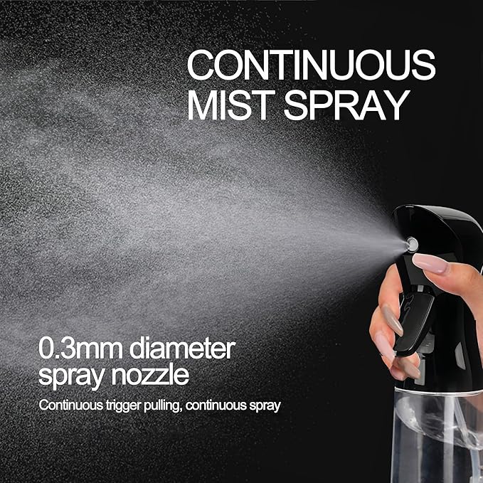 Spray Bottle for Hair Continuous Ultra Fine Mist (200ml) 360° Multi Spray Bottle for Plants, Cleaning, Skin Care Leakproof & Durable