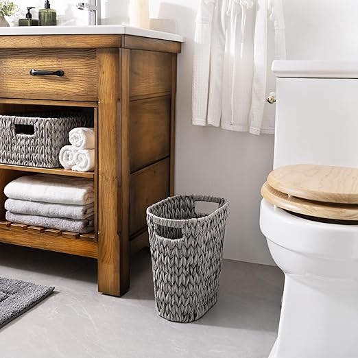 GRANNY SAYS Wicker Waste Basket - Waterproof, Space-Saving, 19L/5Gallon, Bathroom & Bedroom Trash Can