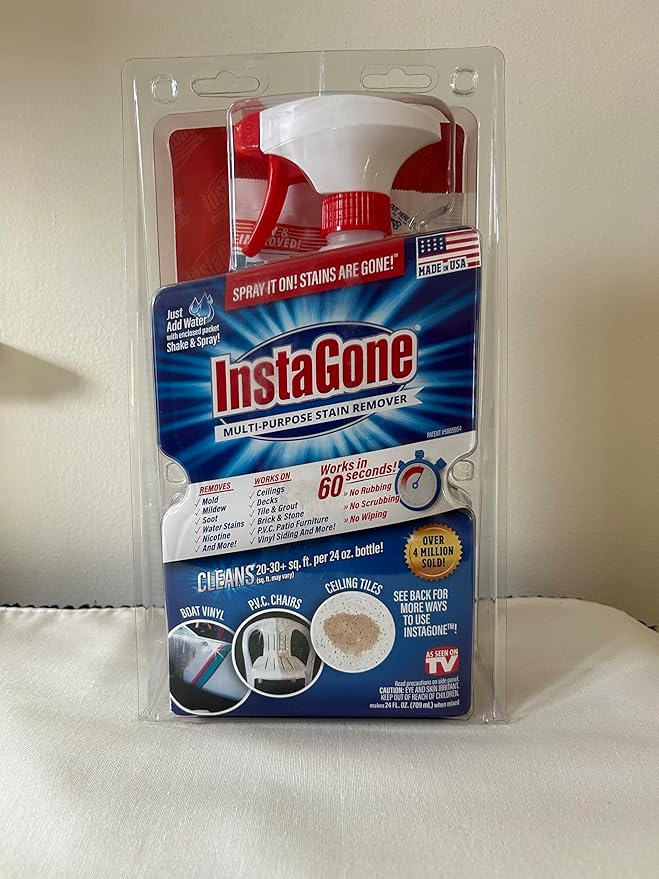 Stain Remover - TRIAL PACK (1 Pack + 24oz Spray Bottle) - Just Add Water - Indoor/Outdoor Ceiling, Wall, Bathroom, Roof, PVC Fence, Patio & More