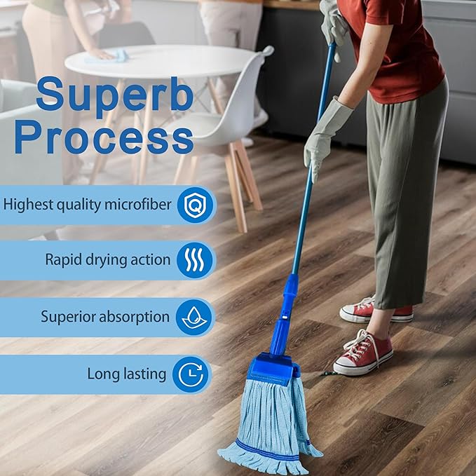 2 Pack - Large Commerical Microfiber Tube Mop 400GSM - Heavy Duty Industrial Wet Mop Head Refill, Thick Fiber, Replacement Heads, Extra Absorbent