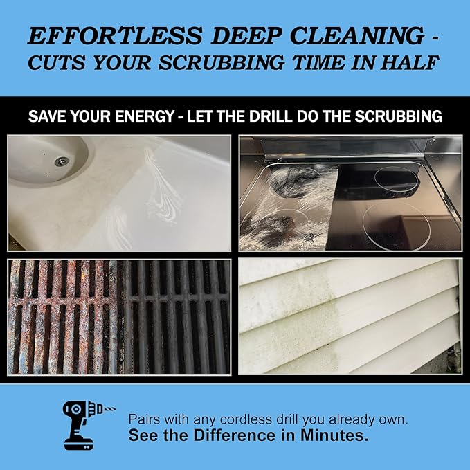 Drillbrush Boat Hull Cleaner Set/Swimming Pool Accessories - Cleaning Drill Brushes for Vinyl Liners - Hot Tubs and Spas Cleaning Brush Kit - Pool Cover Scrubber - Rotary Brushes for Walls and Deck