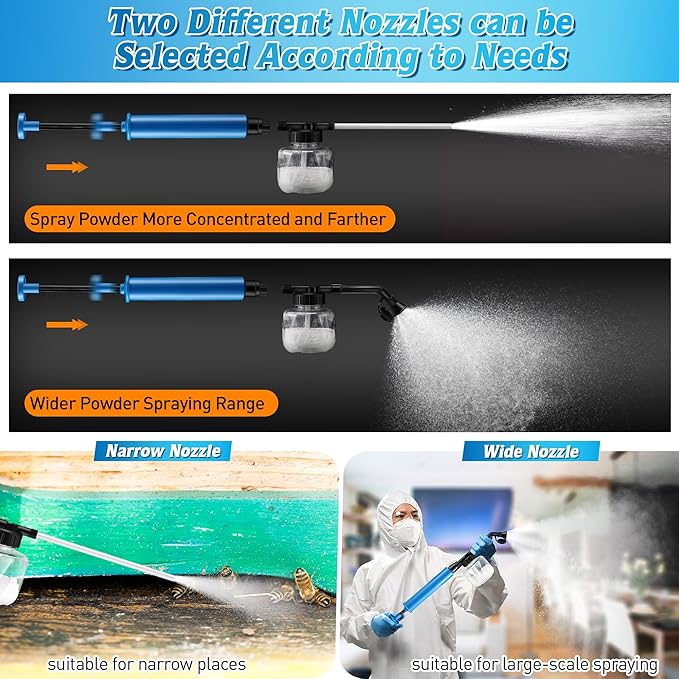 Qualirey 1 Pack Diatomaceous Earth Duster, 250ml Garden Powder Applicator Dispenser, Bulb Duster Sprayer, Home Powder Applicator, Puffer Sprayer for Multi Purpose Indoor & Outdoor (Blue)