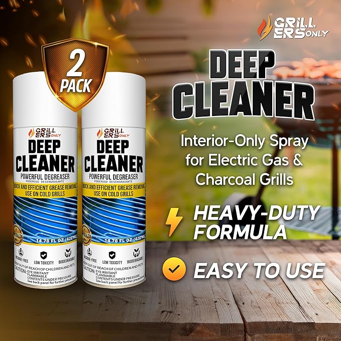2-Pack Deep Grill Cleaner & Degreaser 14.8 fl oz each | Interior-Only Spray for Electric Gas & Charcoal Grills