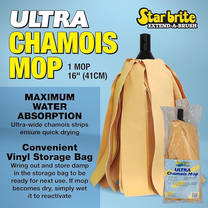 STAR BRITE Ultra Chamois Mop & Storage Bag - Premium Mop Head Attaches to All Extend-A-Brush Handles (040104)