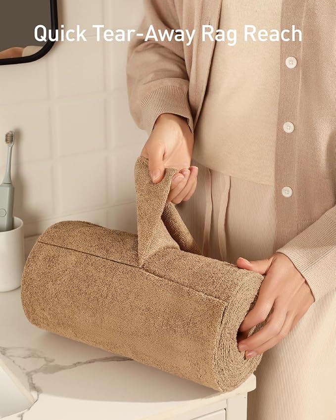 Fantasticlean Microfiber Cleaning Cloth Roll -75 Pack, Tear Away Microfiber Towels, 12" x 12", Reusable, Washable, Scratch Free, Ultra Absorbent for Car, Home Supplies (TAN)