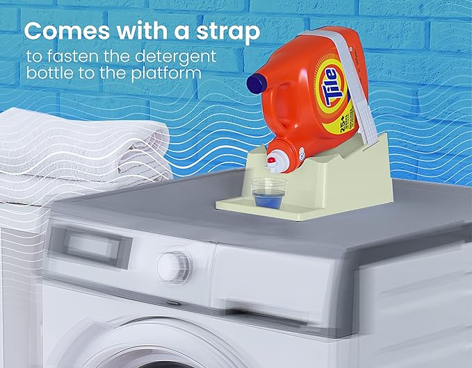 Skywin Laundry Detergent Holder Stand with Tray, Laundry Detergent Stand with Non-Slip Rubber Feet for Washing Space Organization, Easy Pour (Green)