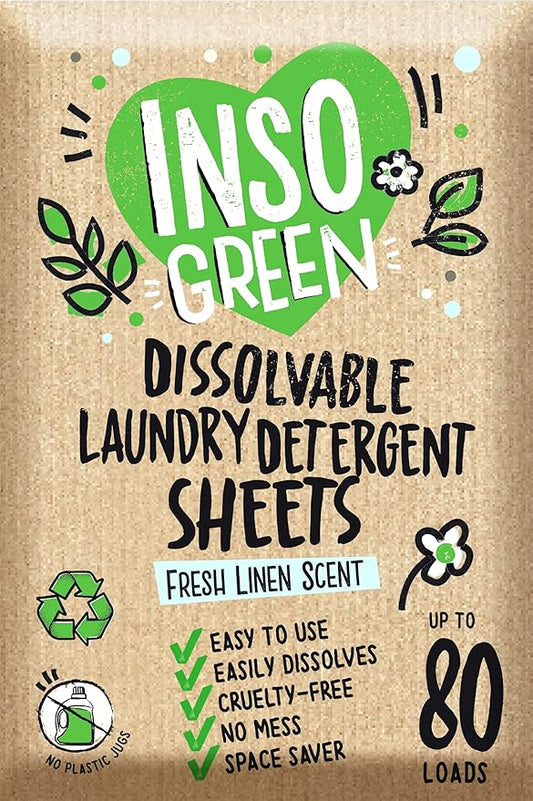 Eco Laundry Detergent Sheets - 80 Loads Laundry Sheets Detergent - 40 No Plastic Jug Washer Soap Sheet - No Mess & Space-Saving Travel Friendly Laundry Detergent
