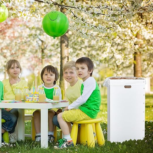 Nosiny 20 Pcs 50 Gallon Disposable and Reusable Corrugated Cardboard Trash Cans for Events, Recycling Bins Bulk with Trash Bags,Cardboard Garbage Boxes for Parties,18" x 18" x 36" (White)