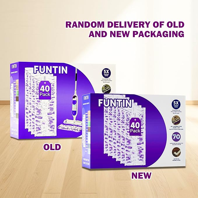 Funtin Power Mop Pads for Swiffer PowerMop, Thickened Unscented Disposable Mopping Refills, Dry & Wet Use for Floor Cleaning, MOP NOT Included, 40 Pads ONLY