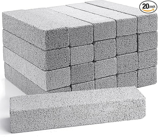 20 Pack Pumice Stone for Toilet Bowl Cleaning, Powerfully Cleans Hard Water Rings Stains, Toilets, Stoves, Bathtubs, Grills, Pools, Sinks (5.9 x 1.4 x 0.9 Inches)