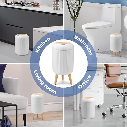 Pukomc Smart Sensor Wastebasket, Convenient and Hygienic Easy to Use, Technology Sensor Waterproof Wastebasket Plastic Trash can for Kitchen, Bathroom, Bedroom, Living Room, Office and Outdoor