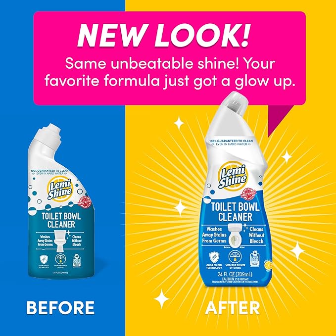Lemi Shine Toilet Bowl Cleaner - Bleach-Free Toilet Cleaner - Removes Tough Stains and Odor - 24 fl oz (6 Pack)