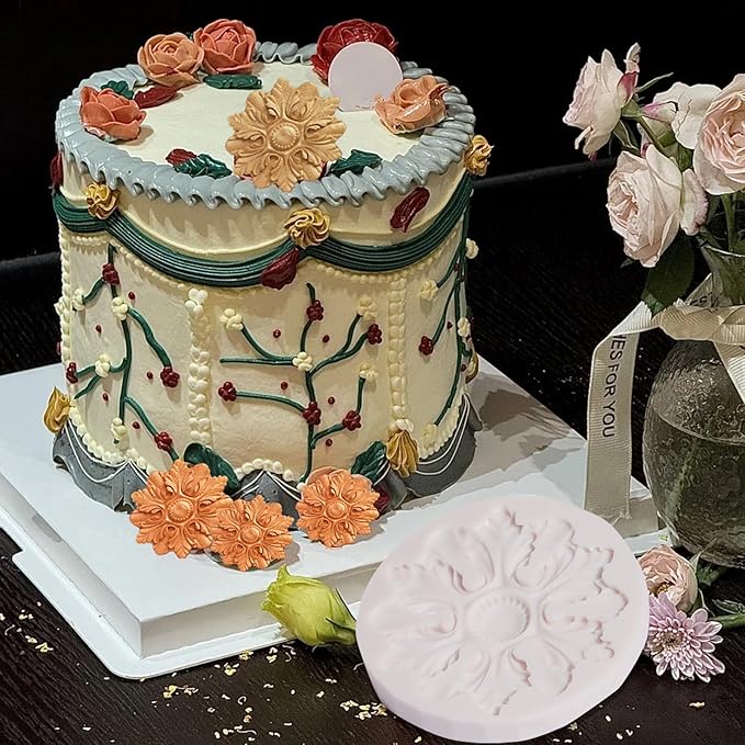 European Relief Scroll Silicone Mold for Baking and Craft Making, Baroque Chocolate Fondant Mold, Suitable for Oven and Freezer, Perfect for Cake Decoration, Cookies, Candy, Resin Art