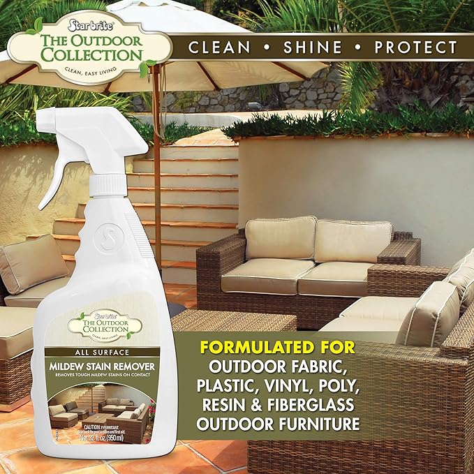 STAR BRITE O/C Mildew Stain Remover - Professional Strength, Quick-Acting, Multi-Surface Cleaner for Outdoor Furniture, Vinyl & Grout - 1 Gallon (054400)