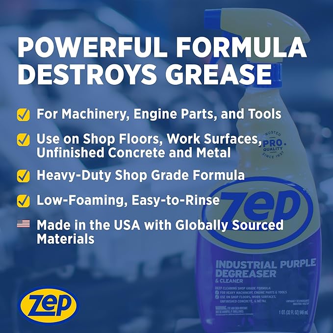 Zep Industrial Purple Cleaner and Degreaser Concentrate - 32 Ounce (Case of 4) R42310 - Easy to Rinse Formula