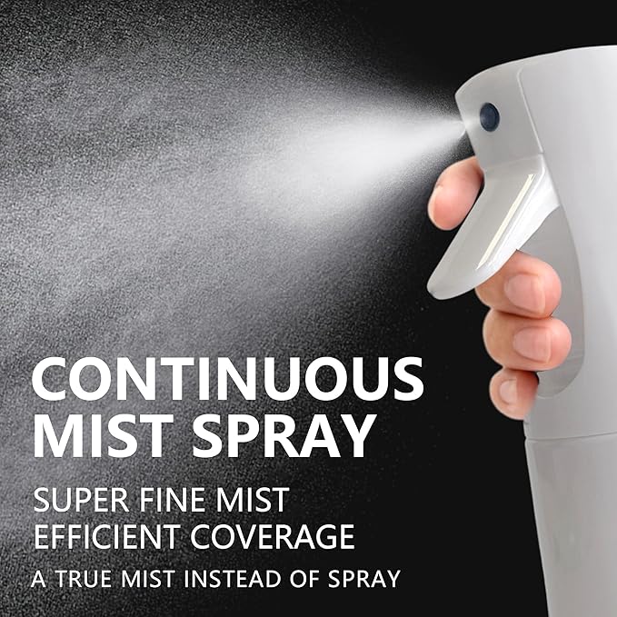 Spray Bottle for Hair Continuous Ultra Fine Mist (200ml) 360° Multi Spray Bottle for Plants, Cleaning, Skin Care Leakproof & Durable 2 Pack