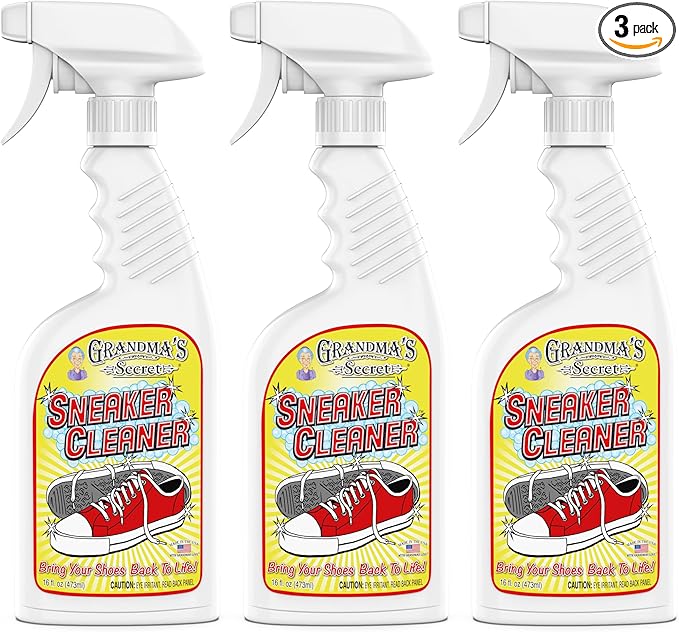 Grandma's Secret Sneaker Cleaner - Shoe Cleaner for Rubber, Canvas and Leather - Stain Remover Spray Removes Dirt, Grime and Grass - Sneakers Cleaner for Outdoor Shoes, Slippers and Moccasins – 16 oz