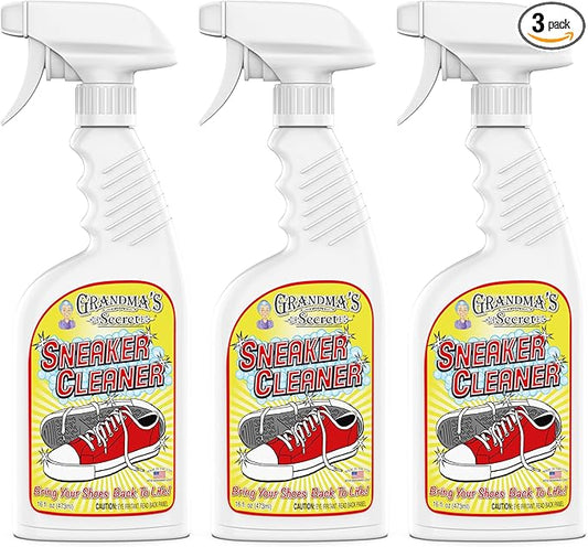 Grandma's Secret Sneaker Cleaner - Shoe Cleaner for Rubber, Canvas and Leather - Stain Remover Spray Removes Dirt, Grime and Grass - Sneakers Cleaner for Outdoor Shoes, Slippers and Moccasins – 16 oz