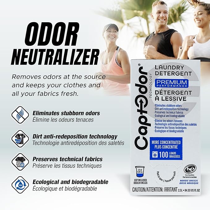 Captodor Premium Laundry Detergent, – Nordic Breeze Scent, Ultra-Concentrated Formula, Eliminates Tough Odors and Dirt, Phosphate-Free, Biodegradable (2.5L (84.53 fl oz))