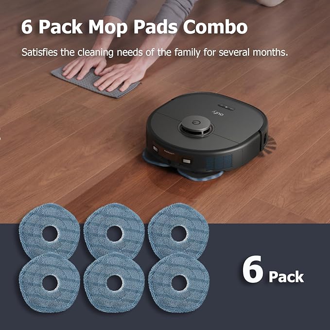 6 Pack eufy Mop Pads fit for eufy X10 Pro Omni Robot Vacuum Accessories,Replacement Parts Washing Mopping Pad Replacement Mop Pads