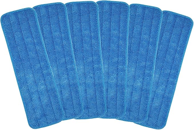 Microfiber Mop Pad 18" Inch for Wet Dry Mops Floor Cleaning Pads Reusable Compatible with Bona Floor Care System (6 Pack)