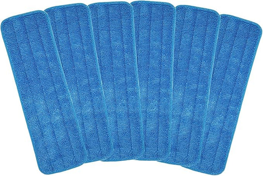 Microfiber Mop Pad 18" Inch for Wet Dry Mops Floor Cleaning Pads Reusable Compatible with Bona Floor Care System (6 Pack)